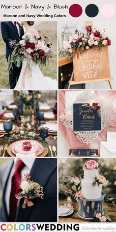 a collage of different wedding colors and decorations