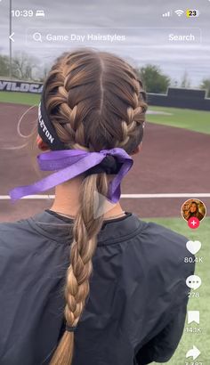 Hairstyle Sports, Lax Hair, Race Day Hair, Aesthetic Hairstyle, Soccer Hairstyles, Soccer Hair, Softball Hairstyles, Game Day Hair, Volleyball Hairstyles