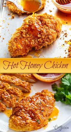 cripsy chicken being topped with honey Crispy Food, Hot Honey Recipe, Fitness Cake, Hot Honey Chicken, Honey Chicken Recipe, Chocolate Delivery, Hot Honey, Sweet Smile, Honey Chicken