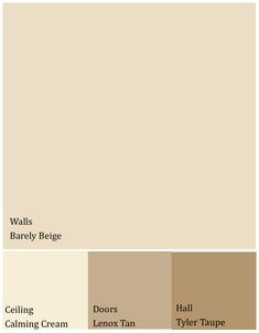 the different shades of paint that are used for walls and floors in this house, including beige