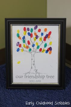 a cross - stitch card with a tree and the words, our friendship tree