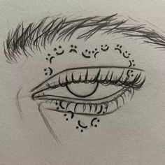 a drawing of an eye with long lashes and eyeshades on the outside of it