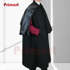 Inverness Cape Coat - Victorian Style, Vintage Wool Cloak Men, Gothic Steampunk, Black, Custom size **Stealthy Victorian Style** Step into timeless elegance with this Inverness Cape Coat, famously worn by Sherlock Holmes and Jack the Ripper. Ideal for both men and women, this vintage wool overcoat is perfect for adding a touch of Victorian charm to your wardrobe. ✨Why You'll Love It✨ ★Authentic Design: Classic Sherlock Holmes style with a traditional cape that drapes over the shoulders. ★ Premiu Classic Black Costume Outerwear, Inverness Cape, Gentleman Mode, Wool Cloak, Steampunk Black, Victorian Gentleman, Jack The Ripper, Wool Overcoat, Gothic Steampunk