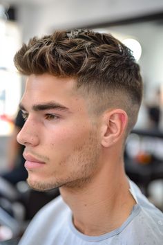 Click for More ➡️ | Save for Later ❤️  A textured crop adds volume and definition to straight hair, making it perfect for diamond face shapes. This style looks excellent in ash brown or deep burgundy hues. (Textured Crop - Short Haircuts For Men) Cool Short Haircuts Men, Low Fade Hairstyles For Men, Fresh Cut Erkek, Hairstyle For Men 2024, Textured Short Haircuts, Diamond Face Haircut Men, Short Hair Styles For Man, Fresh Cut Hair Men, Short Textured Hair Men