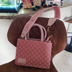 Pink Monogram Satchel Bag, Detachable Strap Included. Can Be Worn As A Hand Bag Without The Strap. Brand New, Nwot. Very Cute With Everyday Casual Use. Size - 7.5 X 9.75 X 7.5 (L X W X H). Bundle This With Other Items In My Closet For A Discount! Tan Square Satchel With Detachable Handle, Rectangular Tan Satchel With Adjustable Strap, Tan Rectangular Satchel With Adjustable Strap, Pink Square Satchel With Top Carry Handle, Trendy Tan Shoulder Bag With Handles, Pink Rectangular Box Bag For On-the-go, Trendy Tan Bags With Detachable Handle, Trendy Tan Shoulder Bag With Top Carry Handle, Rectangular Pink Box Bag For On-the-go