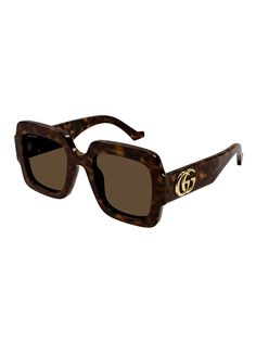 Sunglasses from Gucci Eyewear Composition: | | Gucci Eyewear GG1547S Sunglasses in Havana Brown | SS24 Fashion Color Palette, Fancy Glasses, Guccio Gucci, Gucci Eyewear, Sunglasses Brown, Havana Brown, Rectangle Sunglasses, Gucci Sunglasses, Luxury Sunglasses