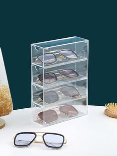 a stack of glasses sitting on top of a table