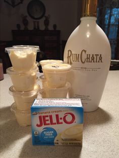 the ingredients for jello are sitting on the counter