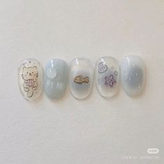 Cute Nails Drawing, Seventeen Nail Art, Nail Stickers Designs Ideas, Korea Nail Art, Korea Nail, Subtle Nails, Nail Polish Art