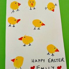 an easter card with yellow chicks on it