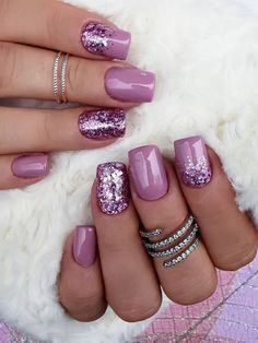 Mauve Nails, Elegant Nail, Tree Nails, Purple Nail Designs, Glitter Gel Nails, Purple Nail, Purple And Silver