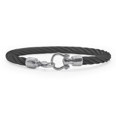 He will love the look of this bold bracelet from ALOR. Designed for the modern man, this bracelet features black stainless steel cable with a buckle clasp closure. The cable measures 4mm in width. This bracelet is a men's ALOR size 8, which fits a wrist measuring 7.0-7.5 inches in circumference. ALOR Style #: 04-12-6074-00 Modern Black Bracelets With Palladium Hardware, Wedding Day Jewelry, Engagement Ring Guide, Stainless Steel Cable, Buckle Bracelet, Metal Shop, Ring Size Guide, Black Stainless Steel, Modern Man