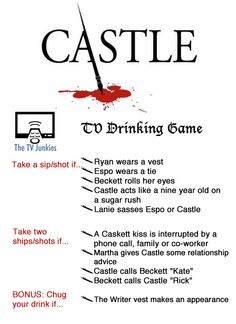 an advertisement for castle drinking game with instructions on how to drink it and what to do