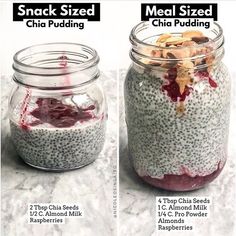 two jars filled with chia seed pudding