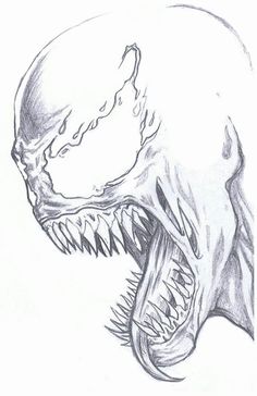 a drawing of an alien head with sharp teeth