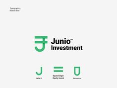 the logo for juno investment, which has been designed to look like it is in green and