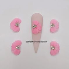 3D Nail Flowers - Pink Acrylic Flowers are Designed 100 % Handmade by Acrylic Powder. With the design underneath of the flowers, it helps to apply on the nail easily. How to apply 3D Acrylic Flowers on Nails: Flowers are handmade so it will sit nicely on your nail bed like it create it for you. Recommend using a bead of acrylic to adhere to your nails. Alternative is nail glue. Press and hold for a few seconds for it to stay in place. Top coat is necessary. To remove, use an cuticle nipper and c Acrylic Flowers On Nails, Acrylic Nail Flowers, 3d Nail Flowers Acrylics, Flowers On Nails, 3d Acrylic Flowers, Nail Flowers, 3d Acrylic Nails, Nails Flowers, 3d Nail Designs