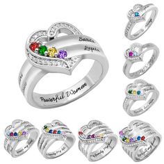 PRICES MAY VARY. Design inspiration:Whether a promise between family and friends or a romantic relationship, we have a great assortment of high-quality personalized heart birthstone ring with engraving silver that is great for showing a special bond and devotion. How To Order:Click on “Customize Now” to enter the name,choose the birthstone,inside engraving,Ring Color and Size. Gift choice: Well packed in a Gift Box,Suitable for Birthday,Mother's Day,Valentine's Day,Wedding,Engagement,Christmas,P Nana Ring, Birthstone Necklace Mothers, Birthstone Ring Mothers, Family Ring, Heart Promise Rings, Perfect Gift For Girlfriend, Family Rings, Mom Ring, Mother Rings