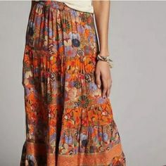 Questions? Leave A Comment Below! Bohemian Floral Print Fall Skirt, Fall Bohemian Skirt With Floral Print, Fall Bohemian Floral Print Skirt, Orange Bohemian Bottoms With Floral Print, Bohemian Orange Floral Print Bottoms, Orange Bohemian Floral Print Bottoms, Bohemian Orange Floral Print Skirt, Bohemian Floral Print Patterned Skirt, Orange Bohemian Skirted Bottoms