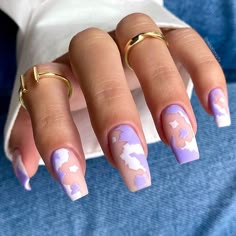 Unghie Nail Art, Cow Nails, Purple Acrylic Nails, Spring Acrylic Nails, Simple Acrylic Nails, Acrylic Nails Coffin Short, Short Acrylic Nails Designs, Pastel Nails, Fire Nails