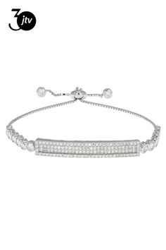 Bella Luce �� white diamond simulant 3.34ctw round, rhodium over sterling silver adjustable bracelet. Measures approximately 5-9"L x 1/4"W and has a sliding adjustable closure. The diamond equivalent weight is 1.91ctw. Diamond Simulant, Adjustable Bracelet, White Diamond, Cubic Zirconia, Bracelet, Sterling Silver, Silver, White