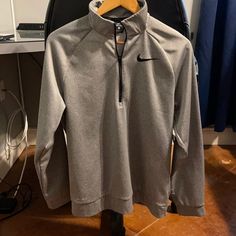 Nwot, Worn Once, Great Condition, Still Soft On The Inside. Size Small Men’s Nike Winter Half-zip Top, Nike Half-zip Winter Top, Nike Gray Tops For Fall, Nike Quarter Zip, Nike Sweaters, Nike Sweater, Grey Nikes, Quarter Zip Pullover, Men's Nike