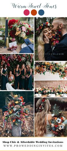 a collage of photos with flowers and greenery