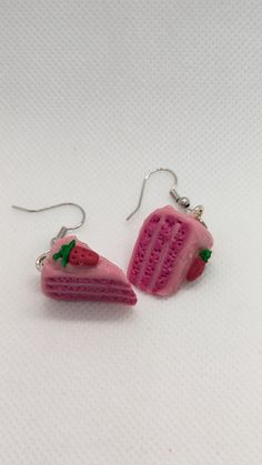 handmade strawberry cake polymer clay earrings Sweet Dangle Jewelry, Dangle Polymer Clay Jewelry For Birthday, Pink Polymer Clay Birthday Earrings, Birthday Polymer Clay Dangle Earrings, Polymer Clay Dangle Earrings For Birthday, Handmade Polymer Clay Earrings For Birthday, Cute Polymer Clay Earrings For Birthday, Dangle Polymer Clay Earrings For Birthday, Birthday Dangle Earrings Made Of Polymer Clay