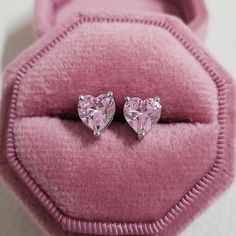 Gem Color: E4877-PINK Sparkle Jewelry, Luxury Diamonds, Rose Gold Watches, Silver Tops, Pink Earrings, Heart Studs, Fine Earrings, Pink Love, Heart Earrings Studs