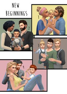 the family is depicted in four different pictures