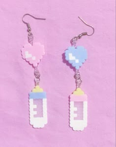 the earrings are made out of lego blocks