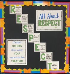 an all about respect bulletin board with different words