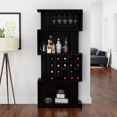 there is a wine rack with many bottles on it