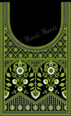 an ornate green and black design on a black background with the word monte monte written in white