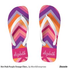 Hot Pink Purple Orange Chevron Pattern Flip Flops - Women's Shoes Gift Idea. Orange Flip Flops, Pattern Flip Flops, Brown Flip Flops, Comfortable Flip Flops, Shoes And Sandals, Chevron Patterns, Feminine Women, Lady Dress, Beach Flip Flops