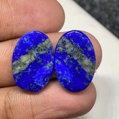 Lapis Lazuli Pair, Oval Cabochon, 19x13x3 or MM, 19 CTS, Beautiful Cabochon, #A-438 Oval Cabochon, Lapis Lazuli, Accessory Gift, Gems, Pet Supplies, Ships, Electronic Accessories, India, Paper Party Supplies