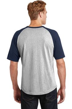 Sport-Tek ® Short Sleeve Colorblock Raglan Jersey. T201 - HEATHER GREY/ NAVY - 2XL | Sport-Tek Short Sleeve Colorblock Raglan Jersey T-Shirt in Heather Grey/Navy Blue Size 2XL | Cotton Bad Cat, Wholesale Clothing, Jersey T Shirt, Heather Gray, Combed Cotton, Raglan Sleeve, Bangtan Boys, White Undershirt, Heather Grey