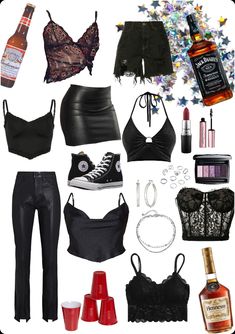 Bartender Outfit, Lace Bustier Top, Cowl Neck Cami, Destroyed Denim Shorts, Anastasia Beverly Hills Brow, Black Leather Mini Skirt, Mac Matte Lipstick, Black Cami Top, Destroyed Denim