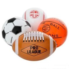 16 Sports Ball Inflate Assorted Football Bags, Sports Party Decorations, Sport Decor, Sports Birthday Party, Crown For Kids, Beach Balls, Vbs Themes, Game Prizes, Sports Birthday