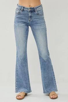 Unlock your inner confidence with our Risen Mid Rise Flare Jeans. These jeans not only provide a flattering mid-rise fit, but also feature a stylish flare design that elongates your legs and adds a touch of sophistication to any outfit. Make a bold statement and feel confident in every step you take! 94% COTTON. 5% POL Inner Confidence, Mid Rise Flare Jeans, Every Step You Take, Timor Leste, British Indian, Pitcairn Islands, Feel Confident, Flare Jeans, Casual Tops