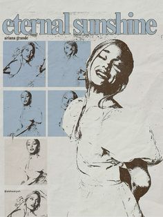 an advertisement for the upcoming album, eternal sunshine by various women in white and blue