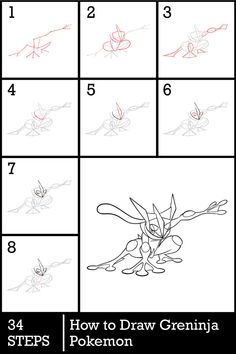 how to draw pokemon step by step instructions for children and adults, including the steps in which