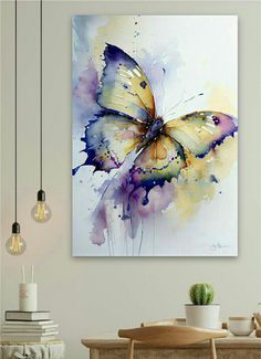 Big Butterfly Painting, Butterfly Abstract Painting, Unique Watercolor Paintings, Butterfly Painting On Canvas, Butterfly Paintings, Butterfly Canvas Art, Printable Butterfly, Canvas Painting For Beginners