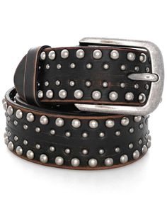 a leather belt with metal studs on it