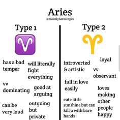 two different types of aries and type 2 are shown in this graphic, which shows the