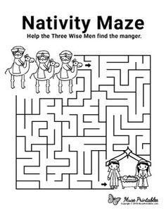 a maze with people in it and the text nativity maze help the three wise men find