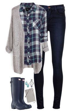 Cute rainy-day outfit. Not that it rains here...lol Comfy Outfits Winter, Womens Winter Fashion Outfits, Urban Chic, Winter Outfits Women, Polyvore Outfits, Hunter Boots, Comfortable Fashion