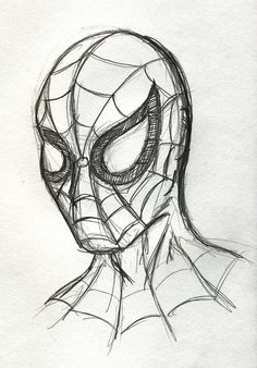 a drawing of a spider man's face