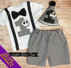 Boys 1st Birthday Outfit, Nightmare Before Christmas Birthday Outfit for boy. Nightmare Before Christmas 1st Birthday, Christmas Birthday Outfit, Bday Hat, Christmas Baby Birthday, Christmas 1st Birthday, 1st Birthday Outfit Boy, Cake Smash Outfit Boy, Boys Cake