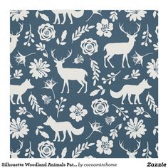 white deer and flowers on blue background